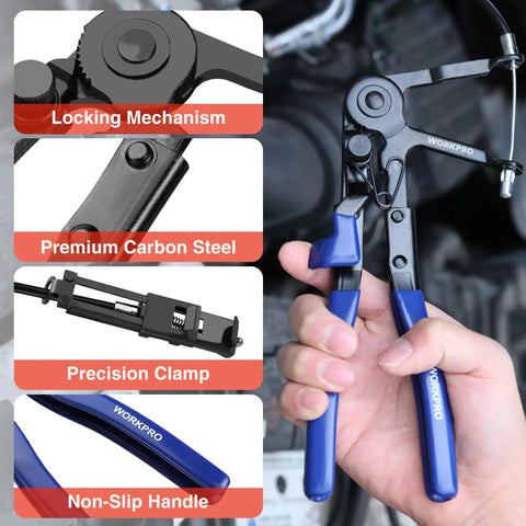 2 Piece Hose Clamp Pliers Set With 27 Inch Flexible Hose Clamp Pliers And Flat Band Pliers Removal Tool in use
