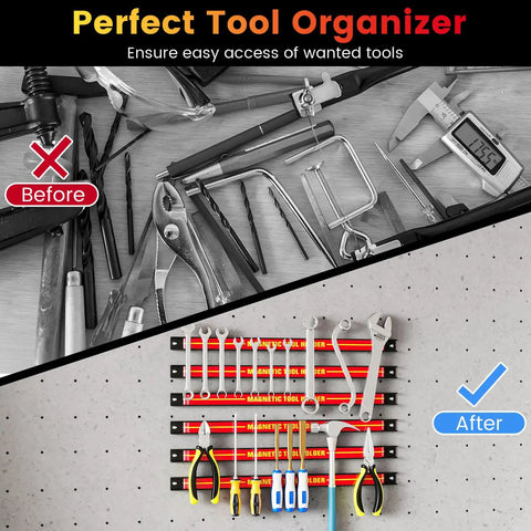 Six 18 Inch Magnetic Tool Holder Strips Wall Mounted For Your Gear Junkie Garage Setup Heavy Duty Tool Organizer Rack That Holds Up To 176 Lbs Total Capacity Magnetic Bar For Tools