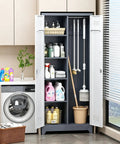72-Inch Tall Metal Garage Storage Cabinet With Lockable Doors And Adjustable Shelves, Steel Tool Cabinet for laundry room