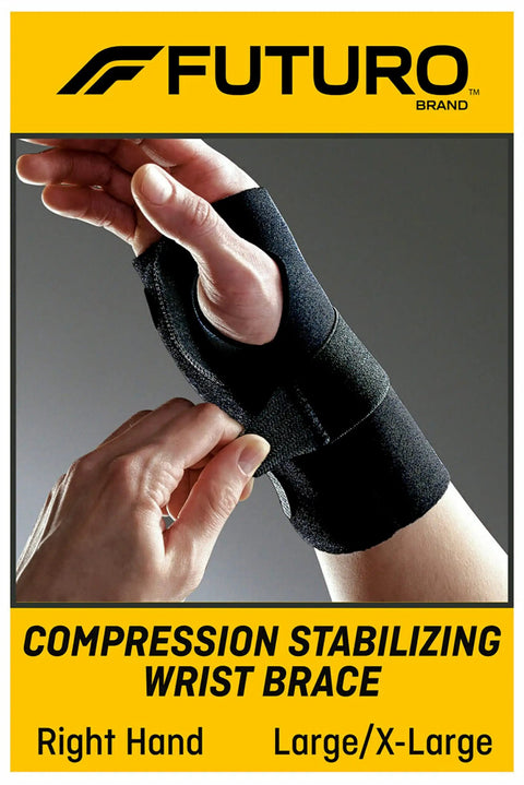 Breathable Compression Wrist Brace With Three Adjustable Straps For All Day Comfort And Moderate Support Right Hand L/XL Black