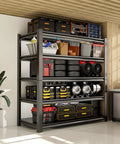 36 Inch Wide Garage Shelving Unit Beefy 5 Tier Heavy Duty Storage Rack With Adjustable Shelves Holds Up To 3000 Lbs Industrial Steel Shelving For Garage Shed Warehouse Basement Black holding tools and bins