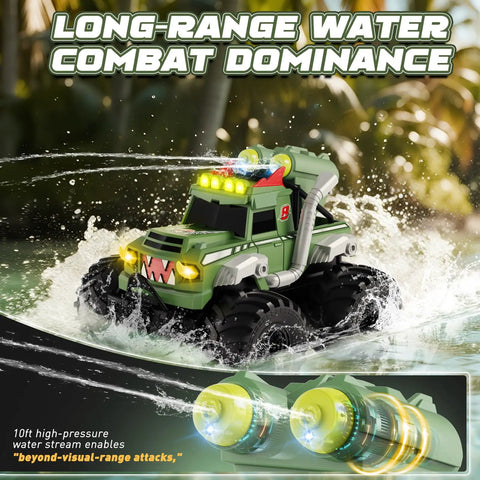 Waterproof Remote Control Car With Water Gun 1:18 Amphibious 4WD Monster Truck Off Road RC Toy driving through water