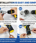 Installation steps for nibbler attachment transforming your electric drill into a mighty sheet metal cutter.