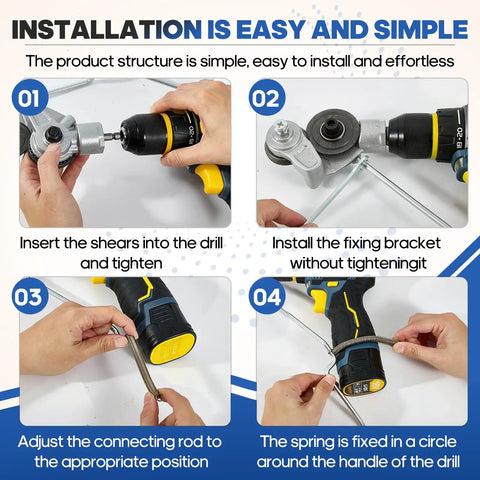 Installation steps for nibbler attachment transforming your electric drill into a mighty sheet metal cutter.