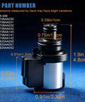 Lock Up Solenoid Torque Converter 3.2-3.7 Ohm Replacement For CVT Transmission Solenoid dimensions and OE numbers shown
