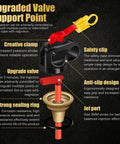 Detailed view of upgraded valve support point for Compact 4 In 1 Portable Fire Extinguisher For Home Garage Kitchen And Car.