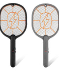 Two Pack Beast Mode High Voltage Bug Zapper Racket For Mosquitoes And Flies With Large 45x20 Cm Head Safe Protective Mesh Indoor Outdoor Use Battery Powered With AA Batteries Not Included Black And Gray