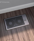 AIRTAP T6 Whisper Quiet Register Booster Fan With Thermostat And 10 Speed Control in bronze frame installed on floor