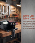 Dude Get This 7 Speed Mini Bench Belt Sander It Is A Sweet 250W Grinder With Reverse Control Perfect For Sharpening Knives And Polishing Wood Or Metal Comes With Wheels And Belts To Crush Any DIY Project Fast on a workbench.