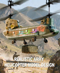 Remote Control Helicopter For Kids And Military Fans With Altitude Hold And One Key Takeoff And Landing LED Lights in action outdoors