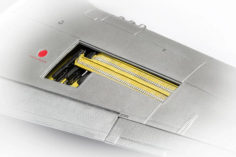 Detail of wing section from North American P-51D Mustang A14001V Model Kit Unpainted With Paints And Glue Sold Separately Easy Build