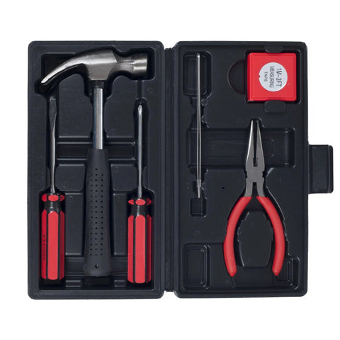 Six-Piece Go-To Home And Office Tool Kit With Hammer, Screwdrivers, Pliers In Durable Black Carrying Case for DIY Projects