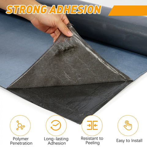 Top Shelf Self Adhesive Rubber Roofing Roll 39 Inches By 16 4 Feet Gray No Sweat Waterproof Membrane Tape showing strong adhesion detail.