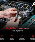 Mechanic holding Fuel Injectors Set Of 6 For 3.7L V6 Dodge Jeep Ram Mitsubishi Raider Compatible With Dakota Liberty Grand Cherokee Commander Durango Nitro 1500 Replaces Part 0280158020