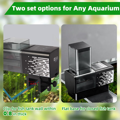 AWUAWU Automatic Fish Feeder With 17 Oz Large Capacity For Indoor Aquariums Featuring Reliable Screw Push Dispensing Mechanism And Interchangeable Nozzles To Effortlessly Handle Pellets Flakes And Powder Food While Keeping Freshness Locked In Securely