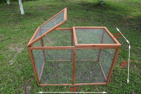 Sturdy Wooden Chicken Coop With Mesh Run For Backyard Poultry And Small Pets, Indoor Outdoor Rabbit Hutch Enclosure, 40 Inch Cage