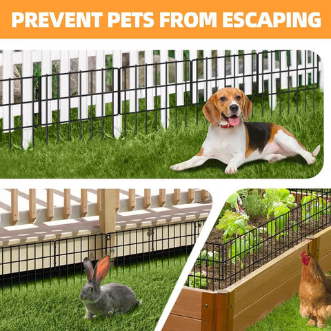 No Dig Garden Fence Barrier Set, 30 Panels Spanning 42.5 Feet, 13 Inch High Rustproof Metal Border To Stave Off Dogs And Rabbits