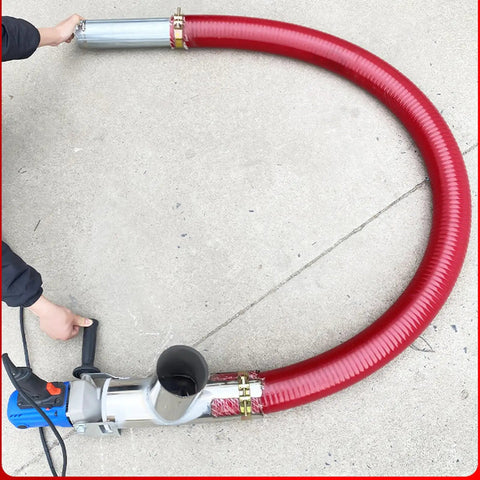 Grab And Go Portable Grain Pumping Suction Auger Screw Conveyor with red wear-resistant rubber wire displayed on concrete surface.