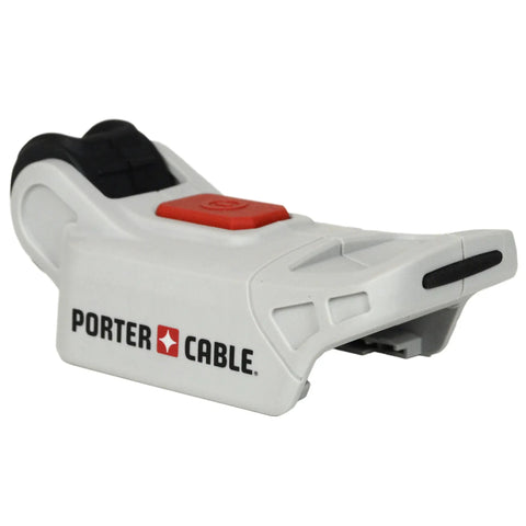 20V Max Cordless LED Work Light Featuring A Smooth Pivoting Neck And Rubberized Grip Handle Made For Serious Garage Builds And Construction Sites Providing Badass Brightness And Zero Fatigue Operation Bare Tool side view of the connector with red button.