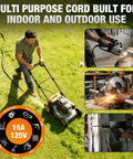 Outdoor Extension Cord 12 Gauge 3 Conductor 50 Foot Heavy Duty Waterproof Power Cable For Garden And Workshop 15A 125V 1875W ETL Certified NEMA 5 15 Plugs Durable Weatherproof Cable used with lawn mower and tools
