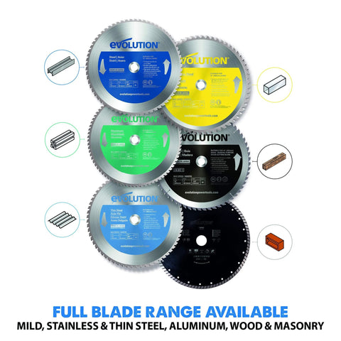 Evolution 14-inch carbide-tipped circular saw blades set for metal cutting; for circular and chop saws