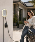 No Sweat Level 2 EV Charger 40 Amp 240V Home Wall Mount Electric Vehicle Plug In Station With Smart App Control And Rfid Card J1772 Nacs Super Quick Charge with user checking app.