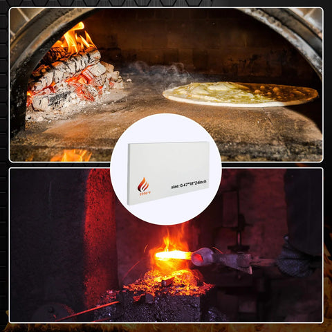 Maasechs ceramic fiber insulation board, 0.47 x 18 x 24 in, white ceramic fiber panel for wood stoves and pizza ovens