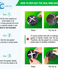 Instructions for replacing Gasket Replacement Seal Ring Set For 600W And 900W Blenders, Rubber Lip Gasket Pack Of 2, on blade and lid