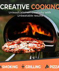 Pizza baking in outdoor oven using Oak Kiln Dried Five To Six Inch Mini Pizza Oven Logs Bundle 12 To 14 Lbs With Ten Natural Fire Starters