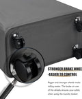 Close-up of wheels and brake on Slim Laundry Basket On Wheels With Grab-and-Go Handle, 40-45L Capacity, Gray