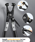 Heavy Duty Hose Clamp Pliers With Locking Gear And Black Non Slip Handle for fast and precise jaw size adjustment