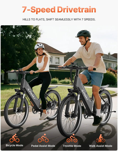 High Power 1500W Peak Ebike For Adults With 48V 12Ah Removable Battery Up To 25 MPH And 65 Mile Range riders on bike paths