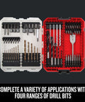 Craftsman 60-piece drill and driver bit set in two cases with twist bits, spade bit, and nut drivers.