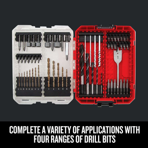 Craftsman 60-piece drill and driver bit set in two cases with twist bits, spade bit, and nut drivers.