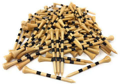 3.25 Inch Bamboo Golf Tees Bulk Pack 100 Count In Clear Reusable Bag Durable Natural Finish With Black Stripe Design Ideal For Range And Course Play
