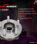 Front view of Rear Wheel Hub And Bearing Assembly For 5 Lug Cars Fits Chrysler 300 2005 2009 Dodge Charger 2006 2008 2009 Magnum 2005 2008 With 27 Spline Direct Fit Replacement 512301 showing flange and lug specifications.