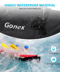 Extra Large Waterproof Duffel Bag 80L with roll top closure and PVC build, showing waterproof material in splash conditions