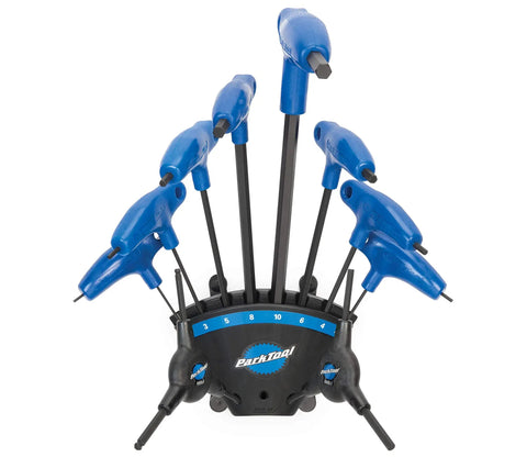 P Handle Hex Wrench Set With Ball End, 2mm, 2.5mm, 3mm, 4mm, 5mm, 6mm, 8mm, 10mm, High Torque Protanium Steel, Dope Ergonomic Offset Nylon Handles, Holder Included, Blue