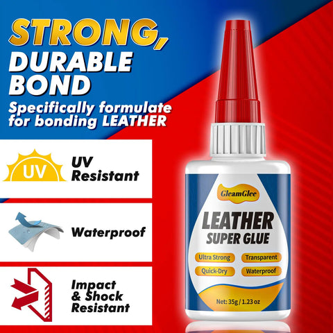Leather Glue 1.23 Oz Ultra Strong Clear Waterproof Adhesive For Leather Repair On Shoes Sofas Car Seats Bags And More Fast Drying Glue