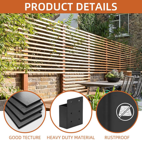 Rugged Heavy Duty 2x4 Pergola Brackets Set With Privacy Wall And Post Rafter Connectors Steel Frame With Black Powder Coat Includes Screws Built For DIY Pergolas Deck Railing 8 Pieces