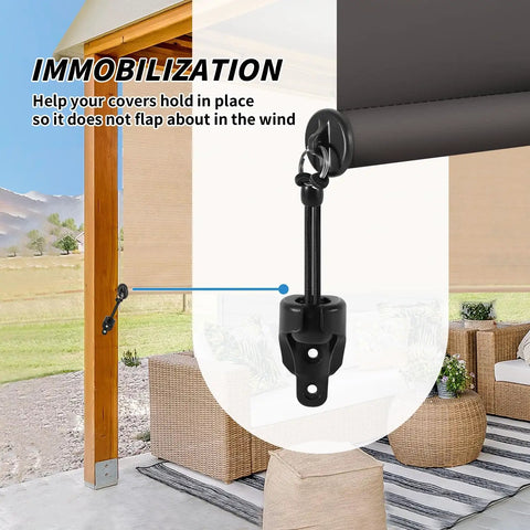 Sun Shade Replacement Parts Kit With Heavy Duty Reinforced Tie Downs shown on patio roller shade