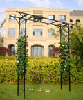 Steel Garden Arch For Climbing Plants 6 Ft 9 In High By 4 Ft 11 In Wide Weather Resistant Black Epoxy Finish Outdoor Yard Arbor Built To Show Off Vines And Flowers Easy Setup For Your Patio Garden Lawn Backyard