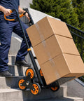 Heavy Duty Stair Climber Hand Truck Dolly With Dual Tri Wheel System For Stairs, 265 Lb Capacity, Foldable Steel Frame, Telescoping Ergonomic Handle, Smooth Roll On Steps And Uneven Surfaces carrying boxes on stairs