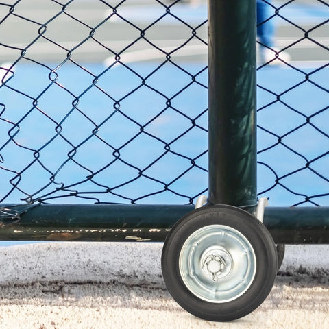 6 Inch Rolling Gate Wheel Carrier For Chain Link Fence Heavy Duty Gate Caster Kit with Rubber Wheels installed on metal gate