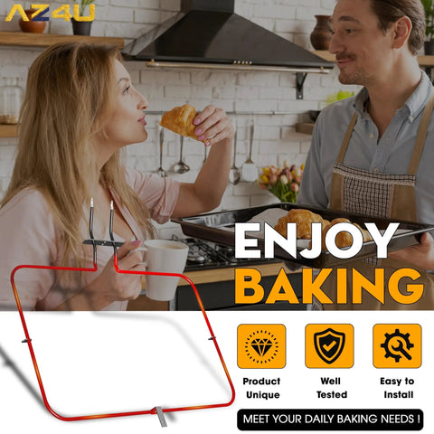 Couple enjoying pastries in kitchen with Range Oven Bake Element Replacement For Whirlpool Maytag KitchenAid JennAir in foreground.