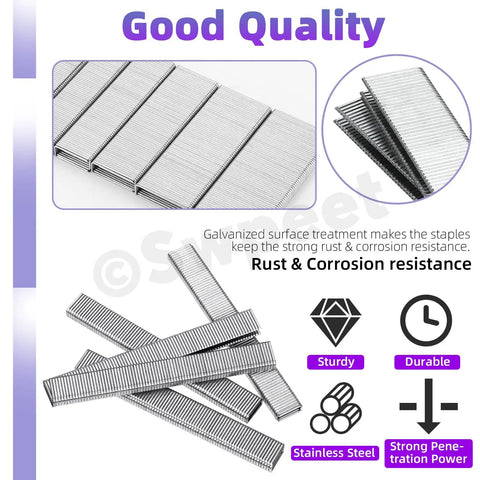 No Sweat 1609 Piece Pneumatic Staple And Nail Bundle featuring galvanized 18 gauge narrow crown staples with rust resistance.