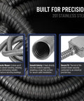 Close-up of Built Tough Stainless Steel Flexible Wire Conduit For Electrical Cable Routing and High Temperature Rugged Metal Tubing.