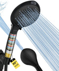 Filtered Handheld Shower Head With BuiltIn Filter, High Pressure 8Mode Showerhead, 80 Inch Hose, Black, water stream view