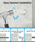 12 Piece Concrete Wall Anchor Set For TV Mounts And Shelves Includes 10x50mm And 10x60mm Expansion Bolts For M7 And M8 Screws Heavy Duty Masonry Mounting Hardware, hammer installation steps