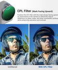 Comparison of unfiltered vs CPL filtered image using Osmo Action ND Filter Set For 5 Pro 4 And 3 4 Pack for clearer outdoor POV shots